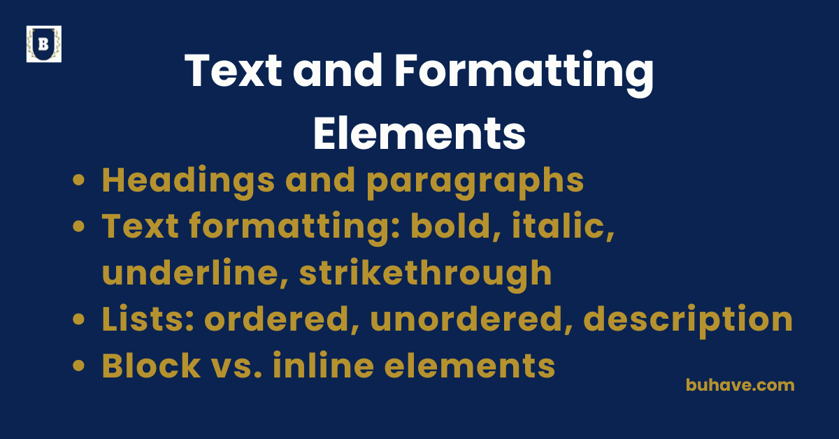 Text and Formatting Elements